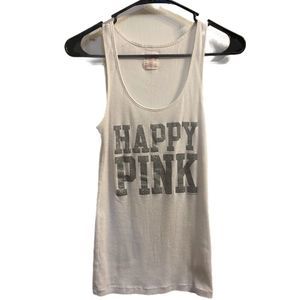 2/$12 Victoria's Secret Pink Tank, Happy in Glitter
